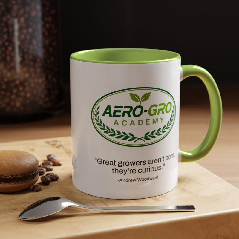 Aero-Gro Academy Logo Coffee Mug — "Great growers aren't born, they're curious."